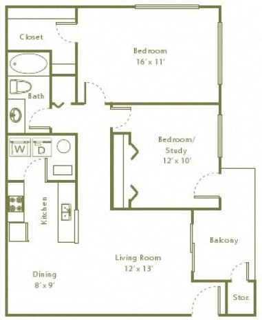 735 sq.ft. 2 bedroom 2 bathroom floor plan 735 sq.ft. 2 bedroom 2 bathroom floor plan at The Columns at Vinings, Atlanta, 30339